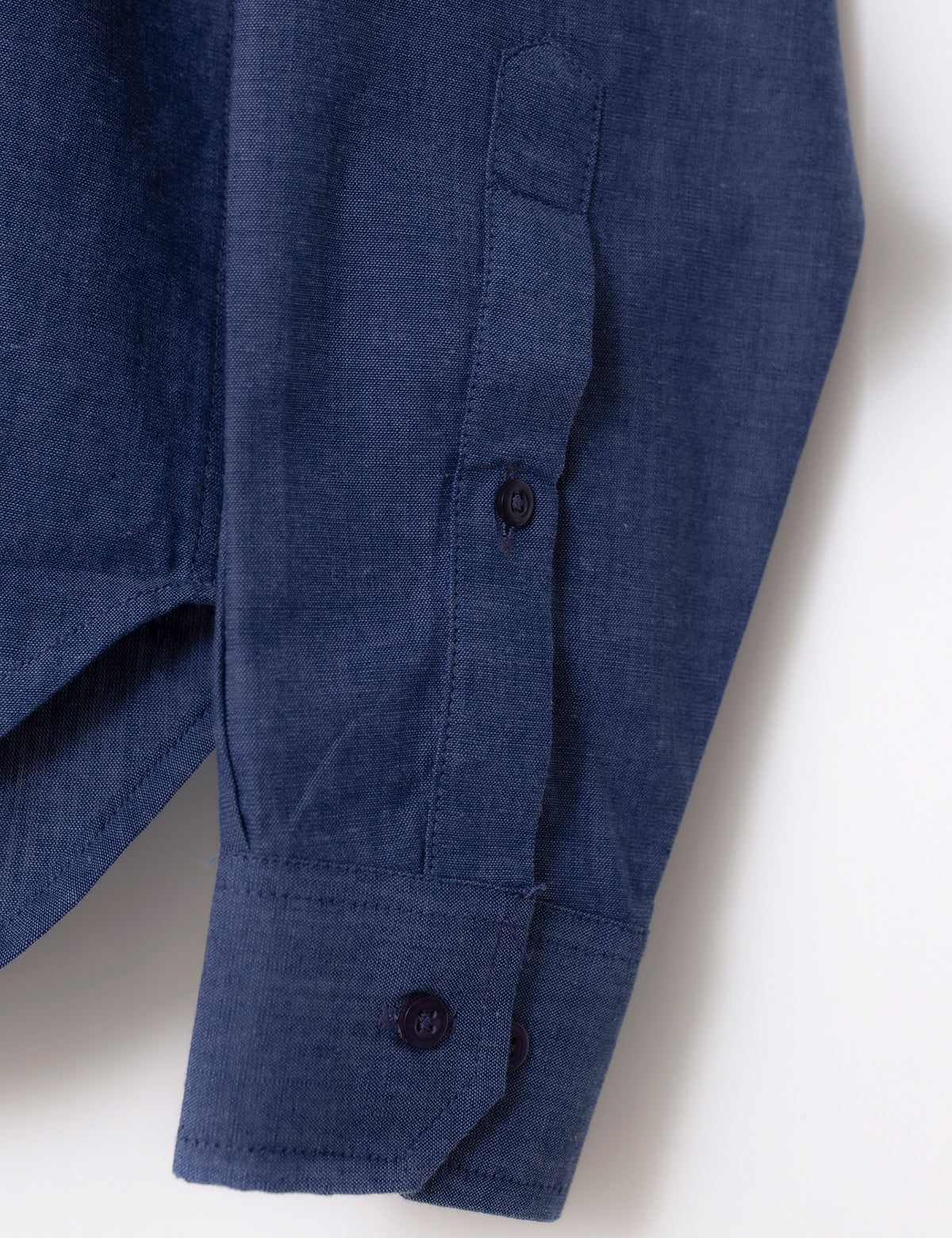 COTTON LINEN MANDARIN COLLAR SHIRT - INDIGO BLUE