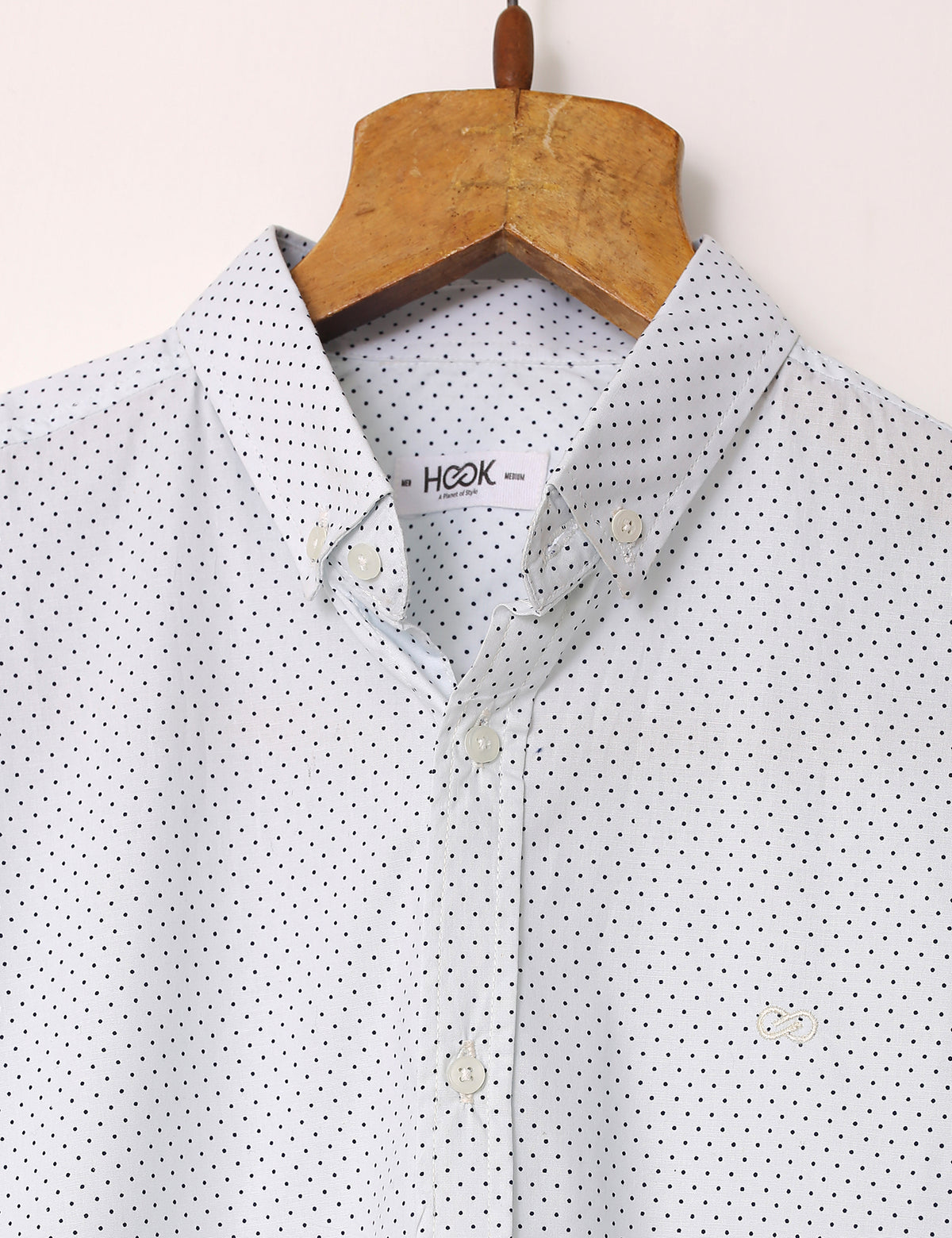 POLKA DOT BUTTON DOWN SHIRT - WHITE